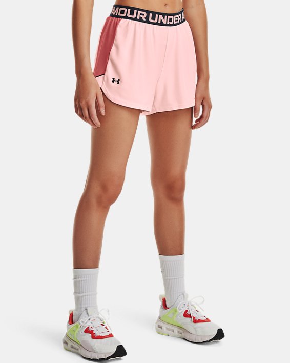 Women's UA Play Up Side Mesh Shorts, Pink, pdpMainDesktop image number 0